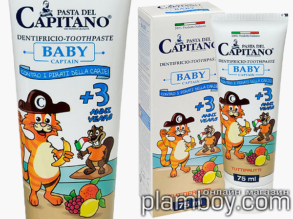 Детска паста за зъби с цветни микрогранули - Baby +3 Capitano - Ciccarelli Детска паста за зъби с цветни микрогранули - Baby +3 Capitano - Ciccarelli